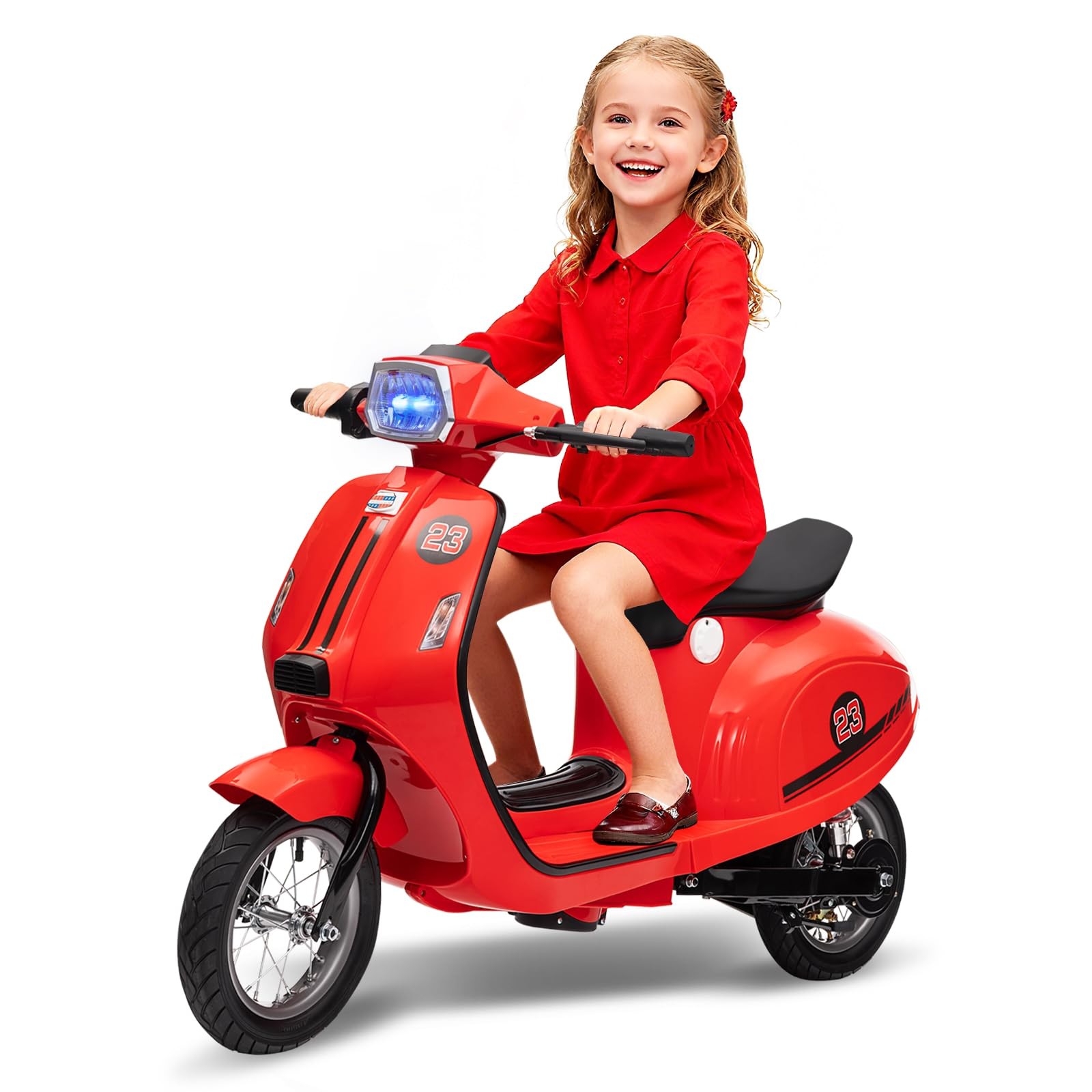 24V Electric Moped Scooter for Kids Ages 8-14,Motorcycle Toys for Kids with LED