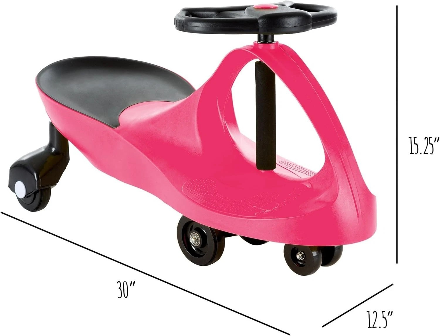 Safe Indoor/Outdoor Wiggle Car Ride On – Bright Hot Pink for Ages 3+