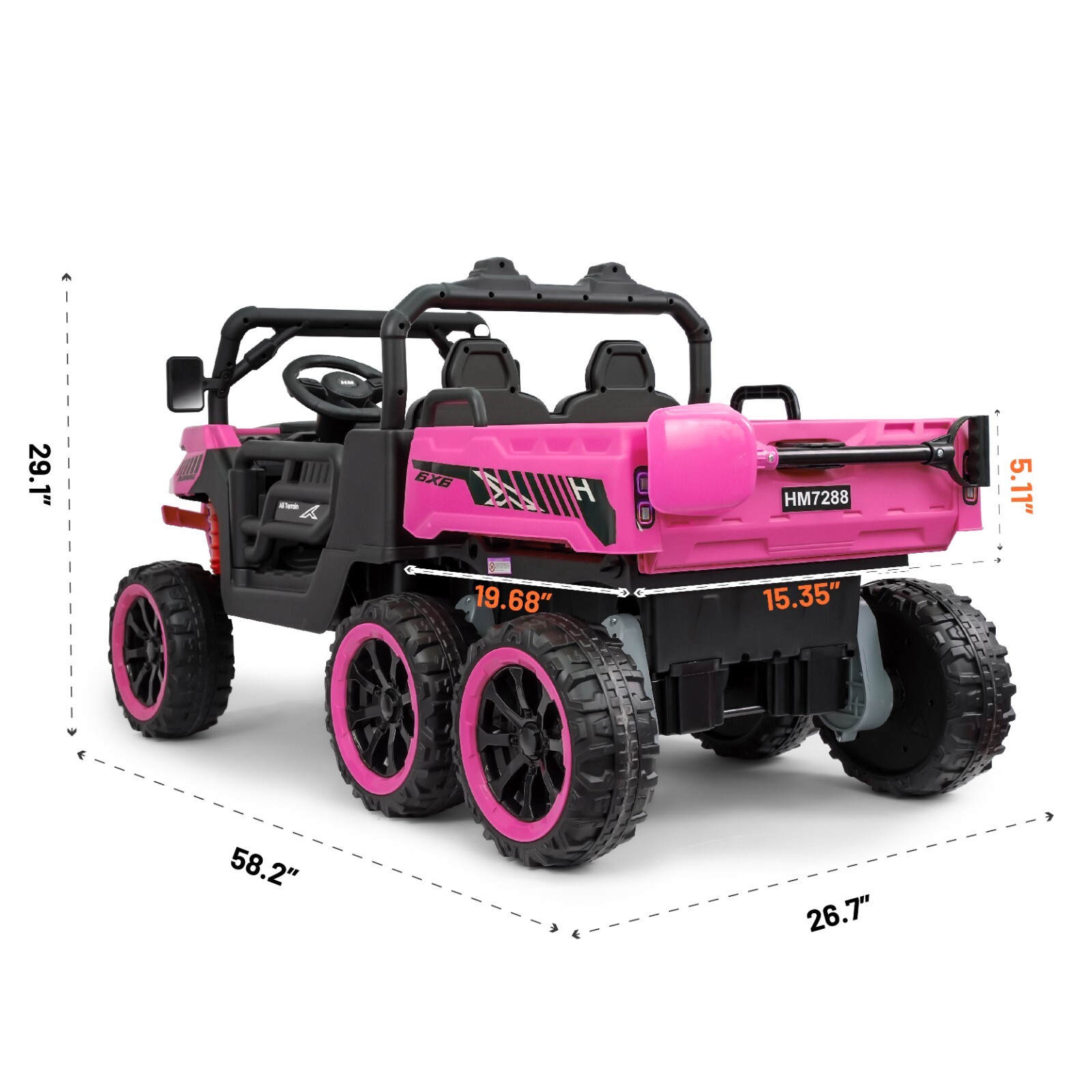 Pink Kids 2 Seater Ride on Car 24V Electric Dump Truck 4WD UTV w/Parental Remote
