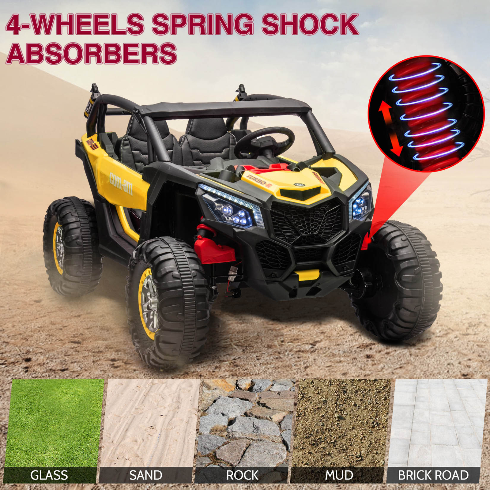 24V 2 Seater Kids Ride On UTV Car W/Remote Control,4WD Powerful Electric Vehicle