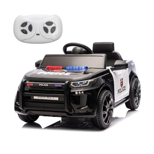 12V 4.5Ah Kids Electric Police Car Ride on with Remote Control, LED Black