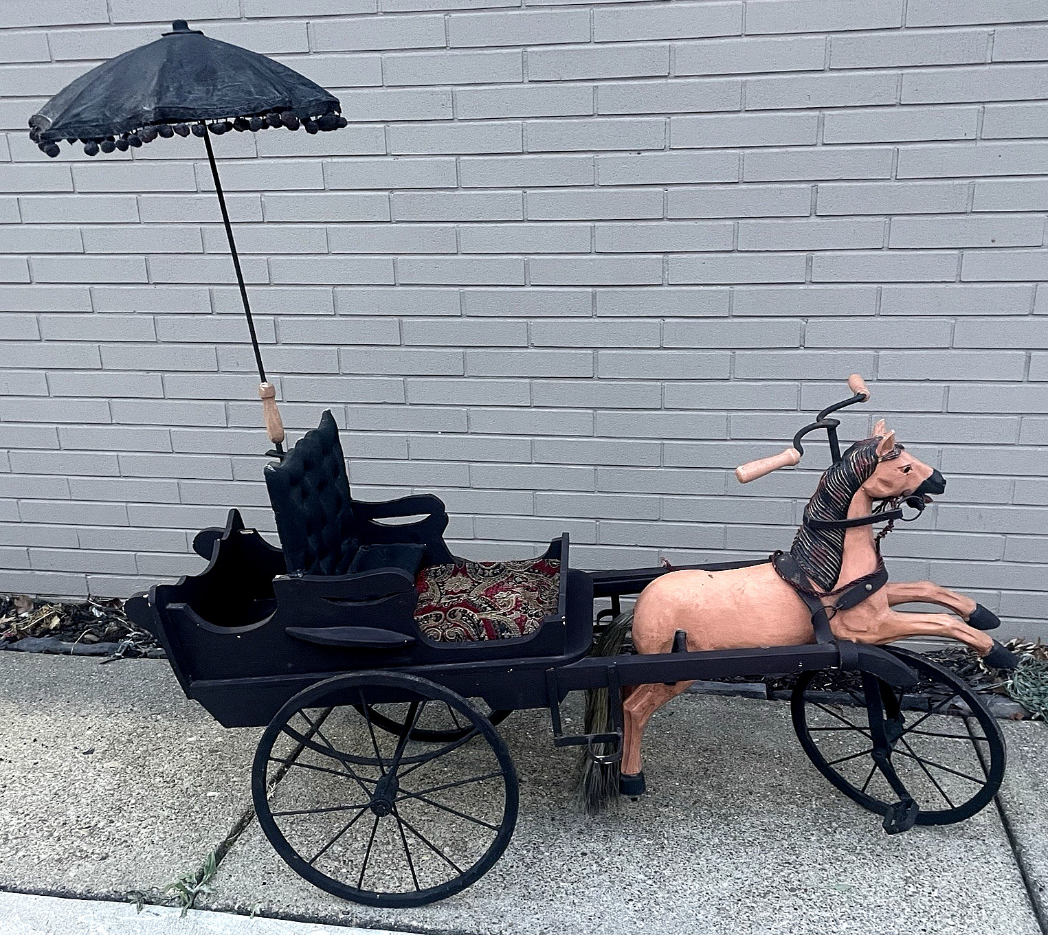 Very Rare 19th Century Ride on Peddle Horse Drawn Carriage