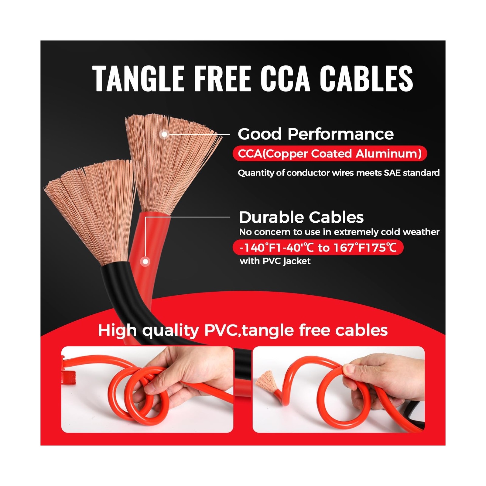 12FT 8 Gauge Jumper Cables for Car, SUV and Trucks Battery, Heavy Duty Automo…