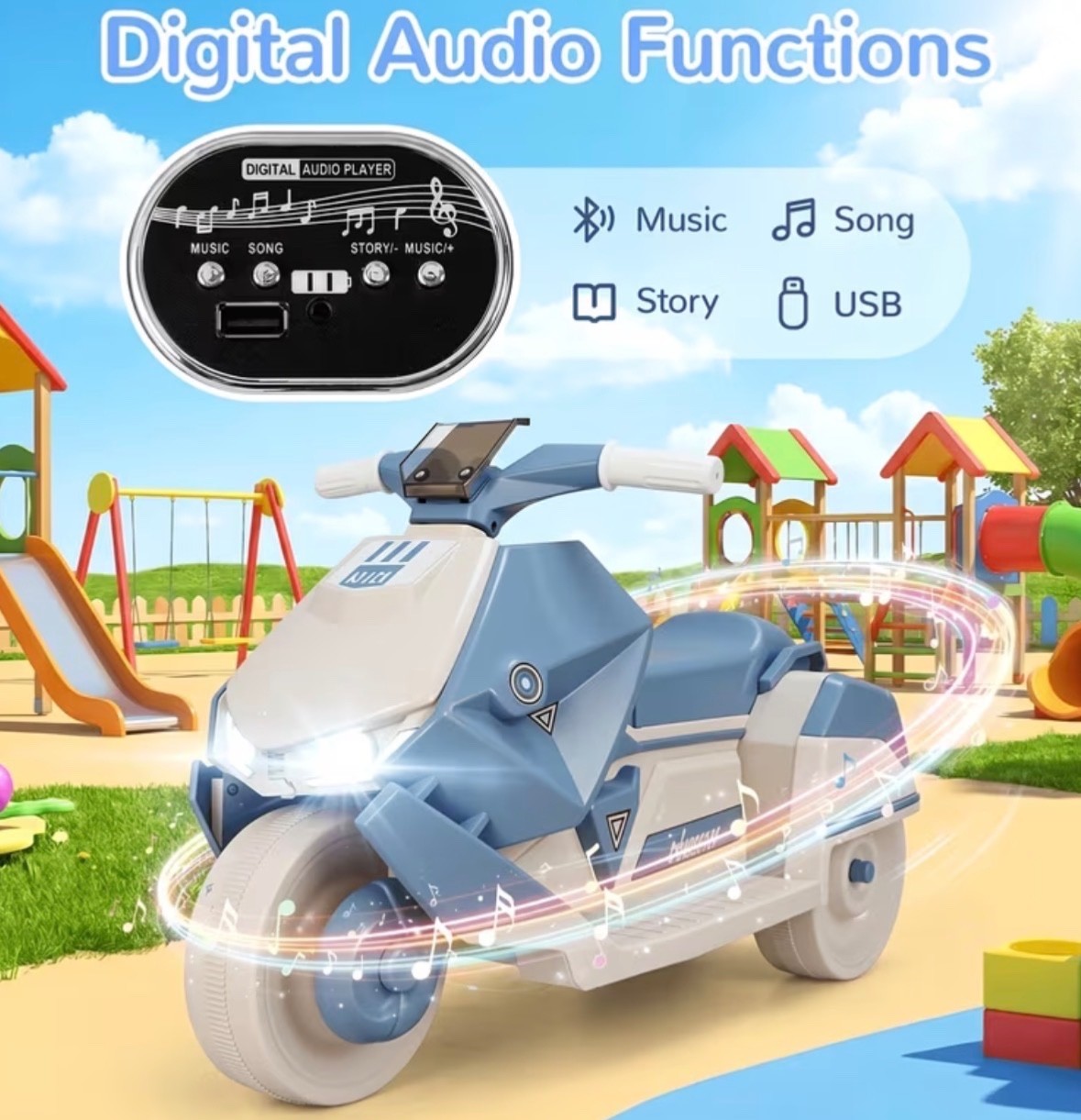 6V Motorcycle Toy For Kids Ages 3 To 6 With Led Lights & Interstellar Music