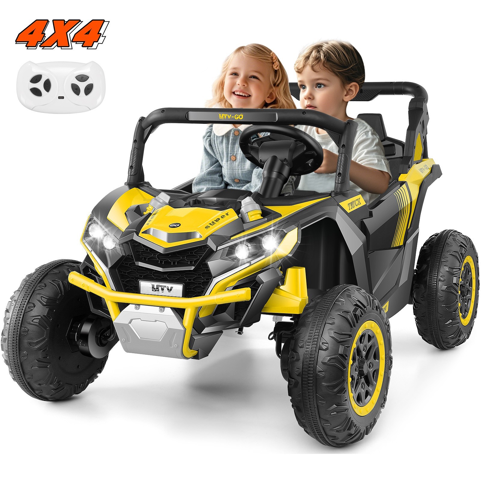 24V Ride on UTV for Kids, 2WD/4WD Switchable 2 Seater Electric Vehicle Car Gift-