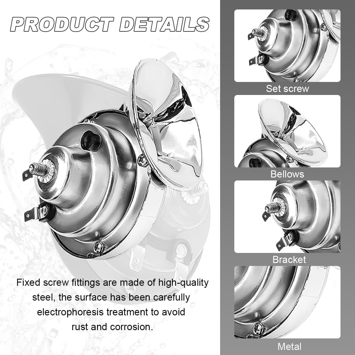 Super Loud Car Snail Horns, 12V 300DB Durable Car Horn Kit, High Low Tone