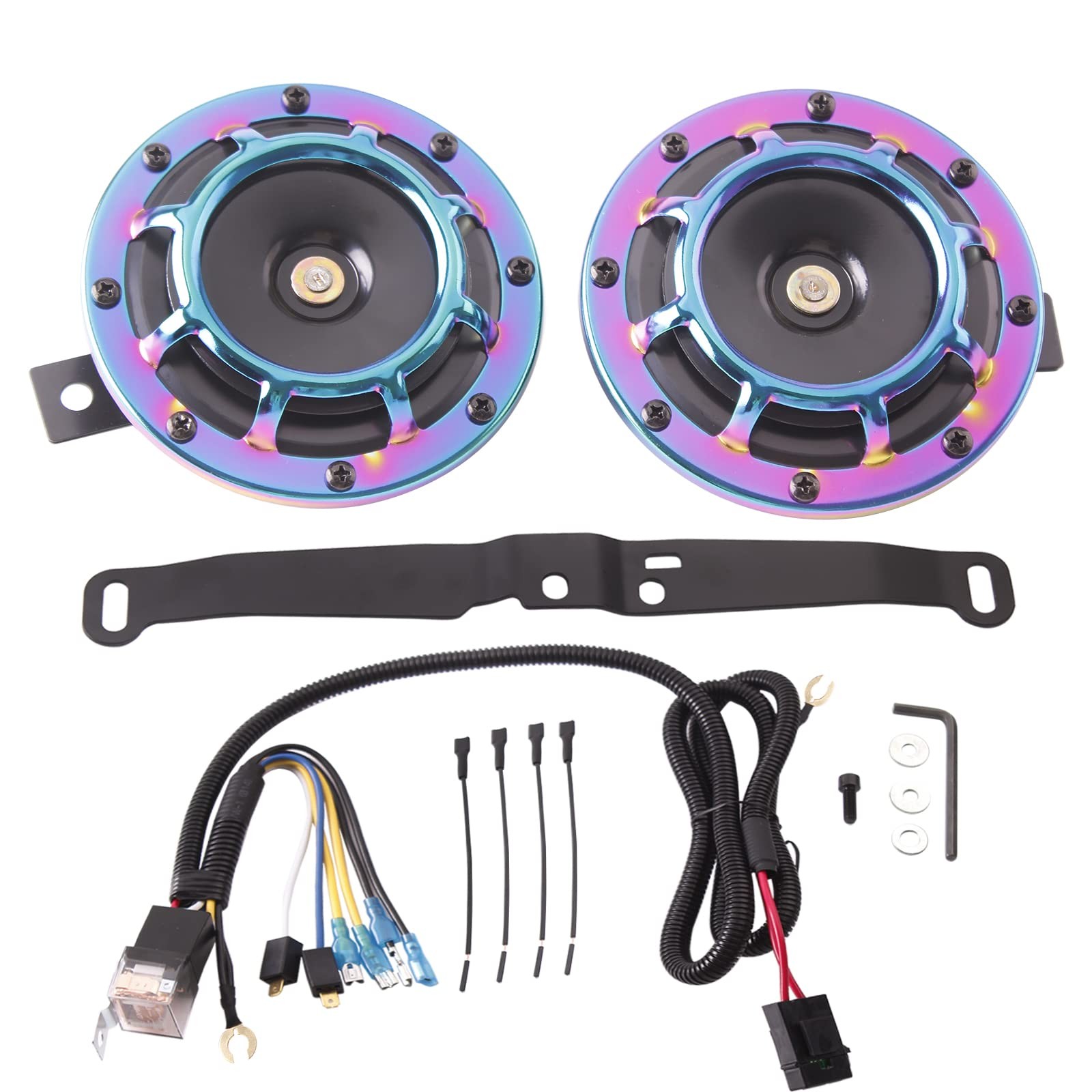 FARBIN Waterproof Car Horn Loud Super Tone High Tone/Low Tone Metal Twin Horns
