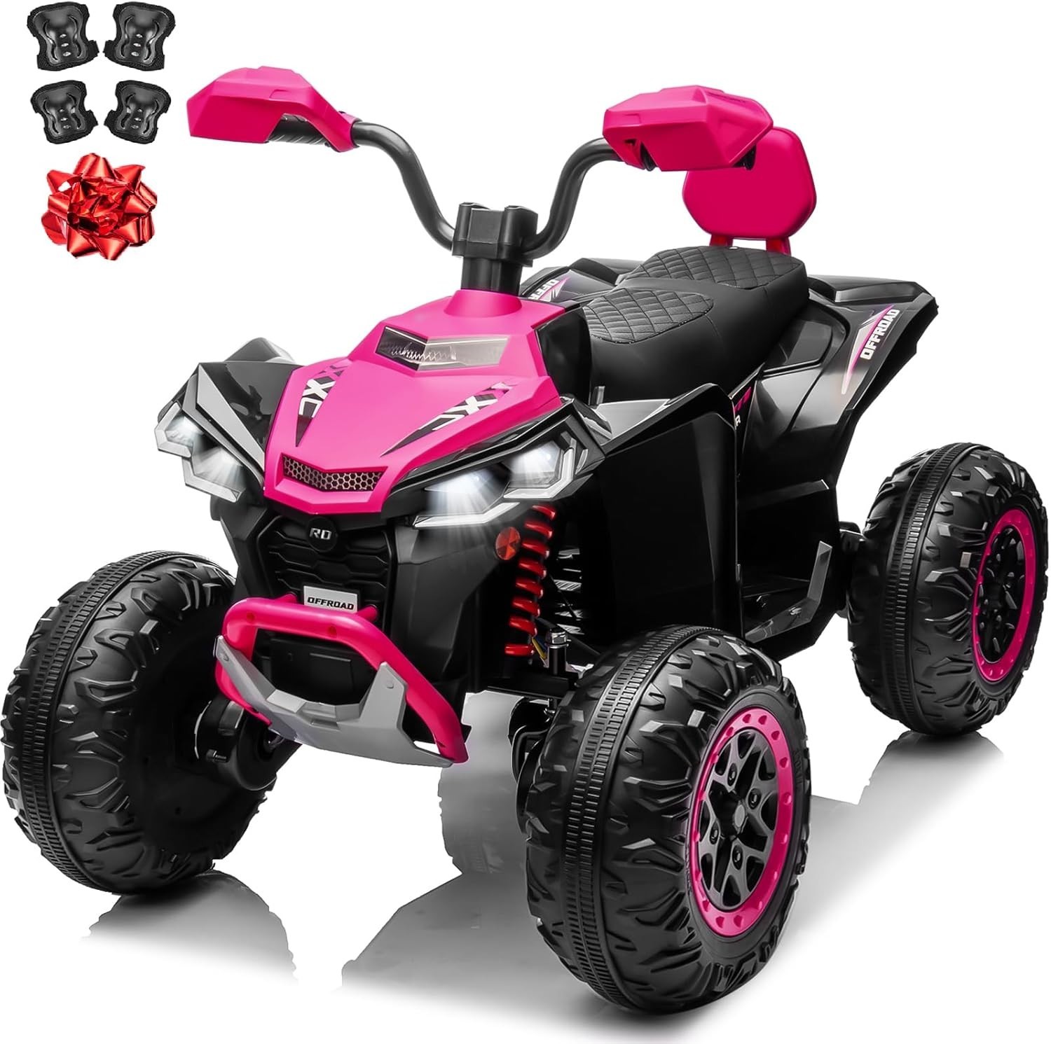 24V 4WD 2 Seater Kids Electric ATV 4×200W Ride On Toy Car 7AH Battery w/ Kneepad
