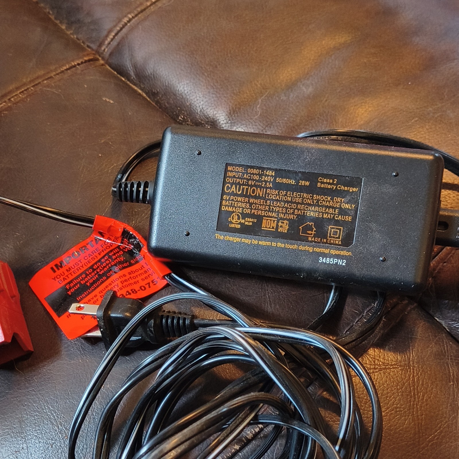 Power Wheels 6V Quick Charger Battery Charger Red Plug 00801-1484