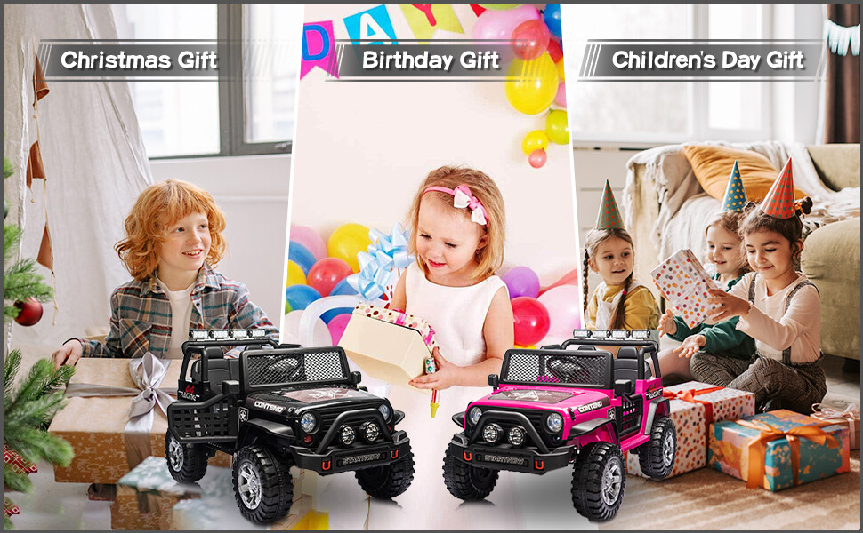 12V Kids Ride On Car Electric Vehicle Toy Truck Jeep 2-Seater w/Remote Control