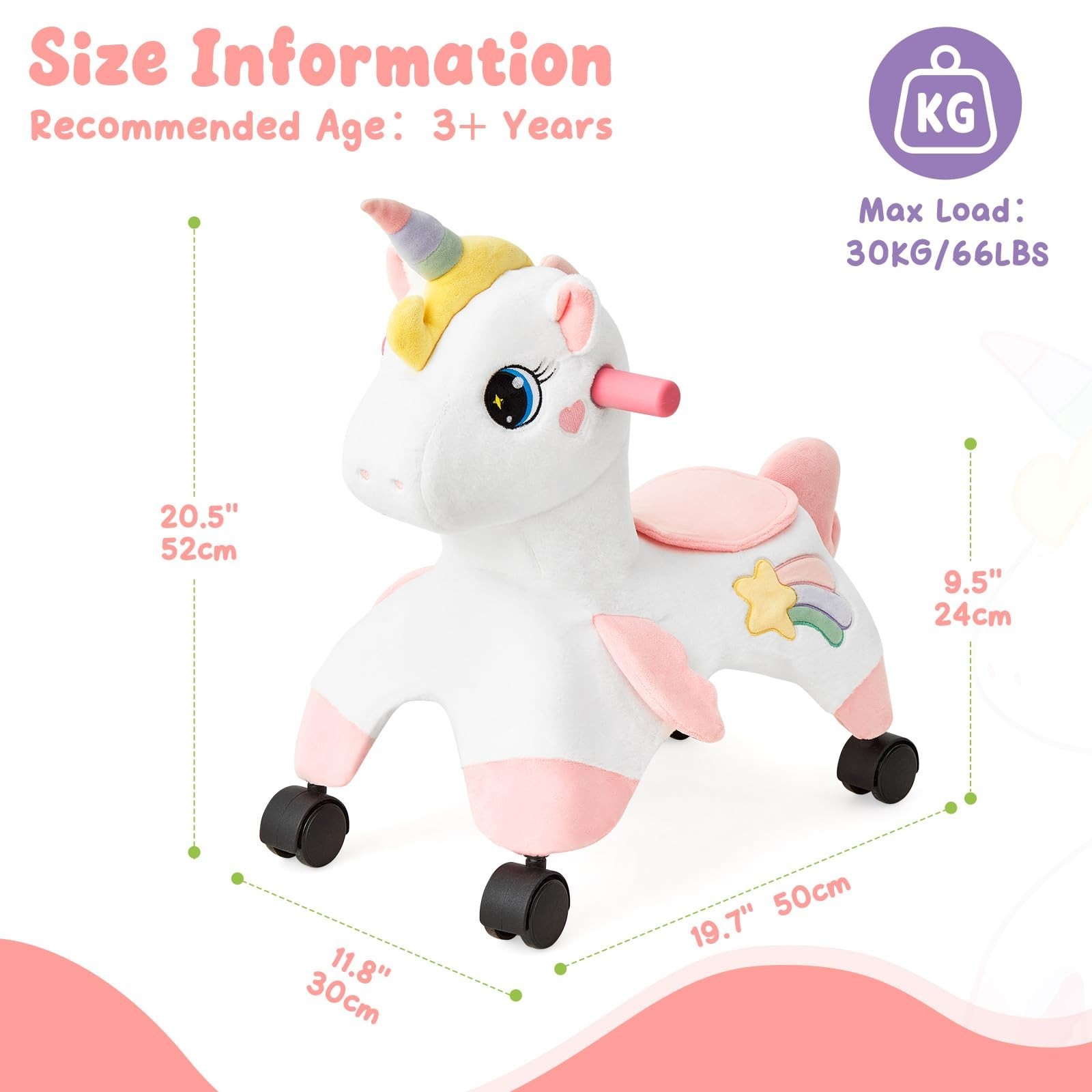 Unicorn Ride-On Toy for Toddlers, 360° Wheels, Balance & Coordination Bike, Indo
