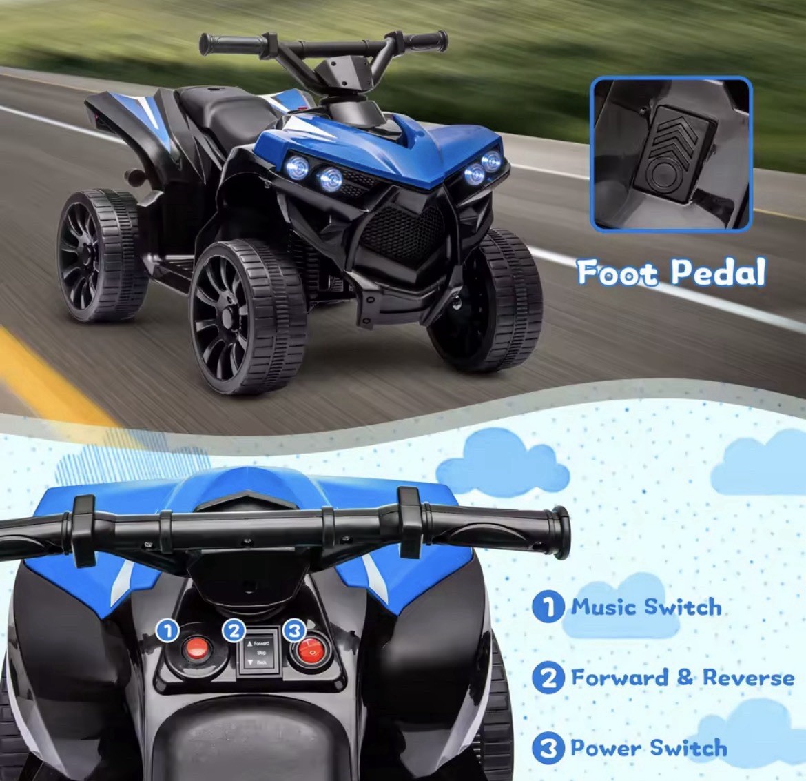 6V Kids Ride-On ATV – 4-Wheeler Quad Electric Car