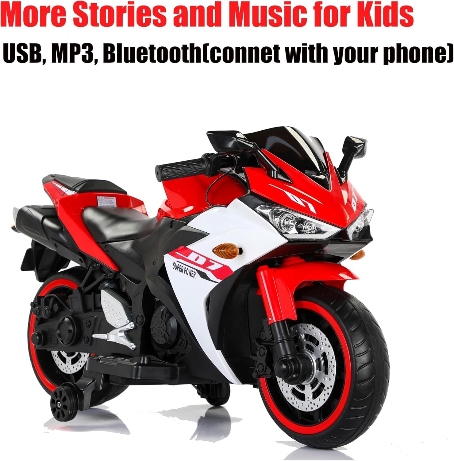 Electric motorcycle 12V Kids toys motorcycle/Kids electric car for 3-6 years Red