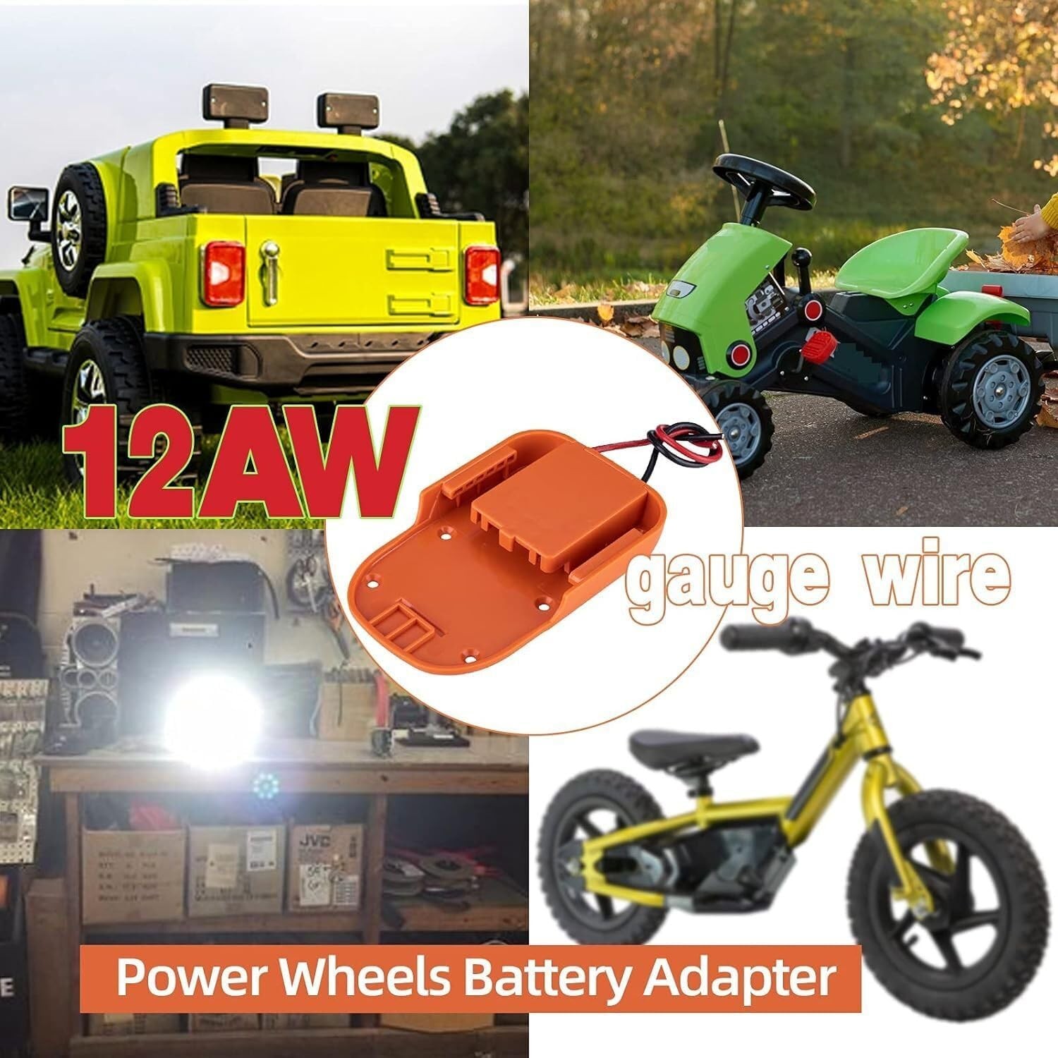 for Power Wheel Adapter for Ridgid 18V Li-ion Battery Adapter with 40A Fuse Hold