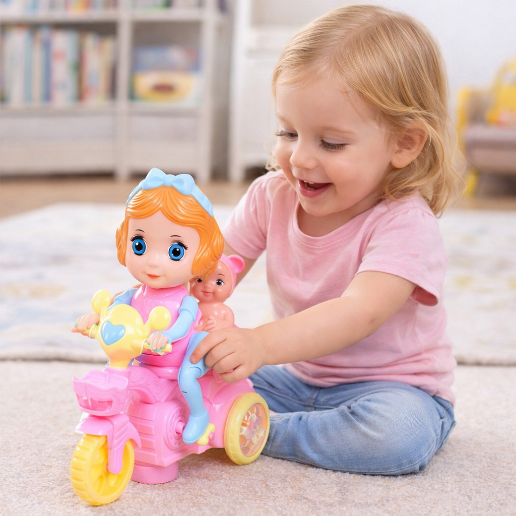 Electric Baby Tricycle Toy Musical Lights Ride On Cartoon Trike Toddler Gift