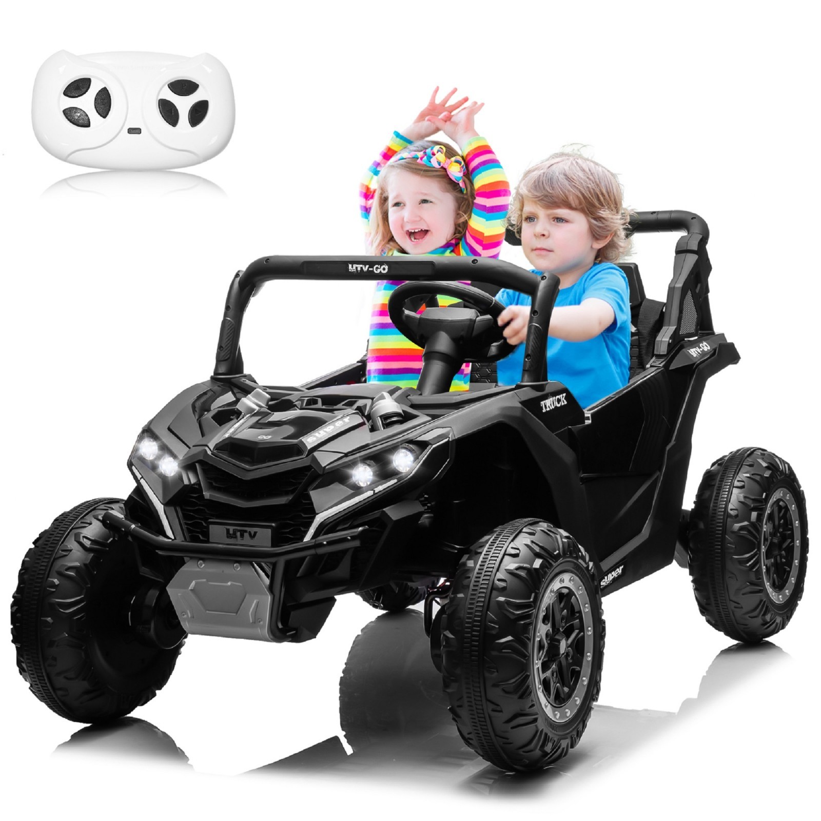 24V Kids Ride On UTV Green, 2 Seater Battery Powered Ride On Car