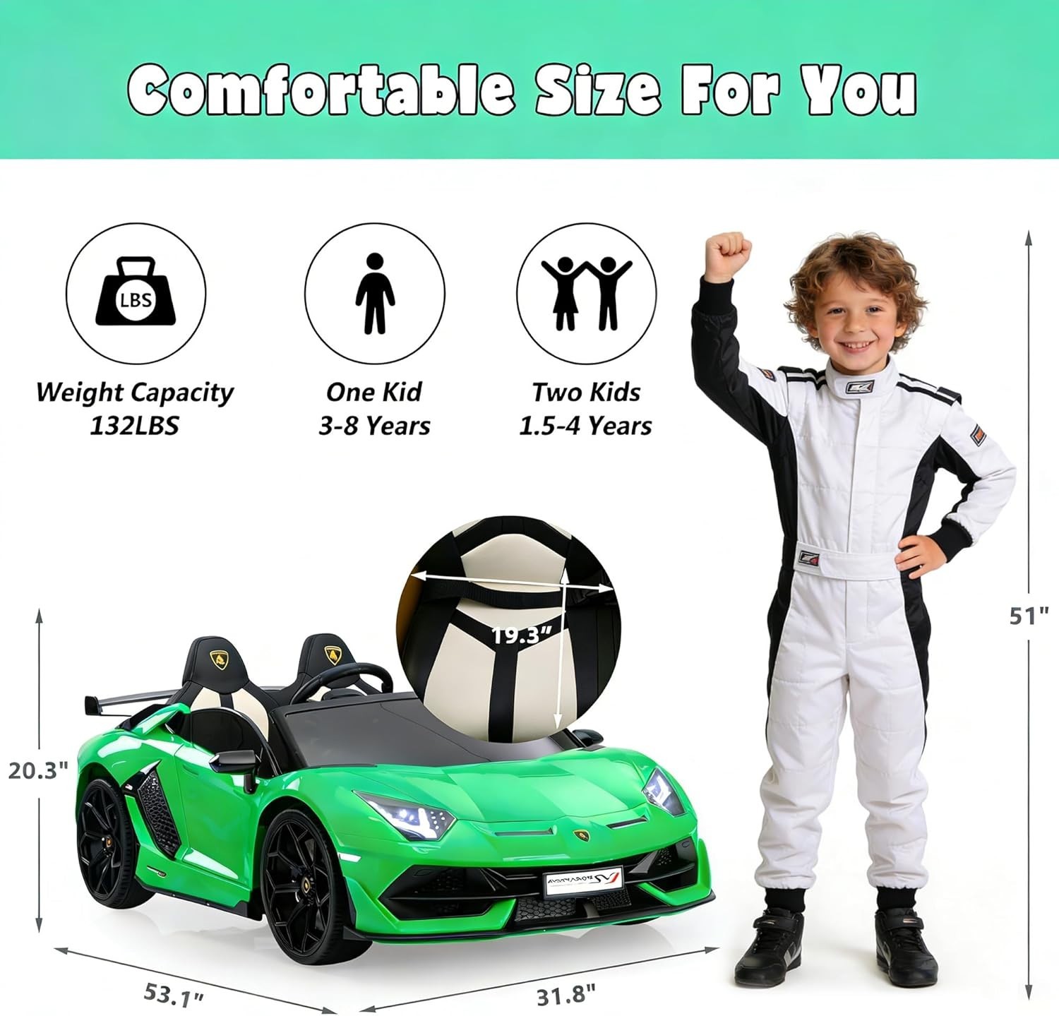 TOBBI 24V Kids Ride on Electric Car Lamborghini Licensed Battery Powered Kid Car