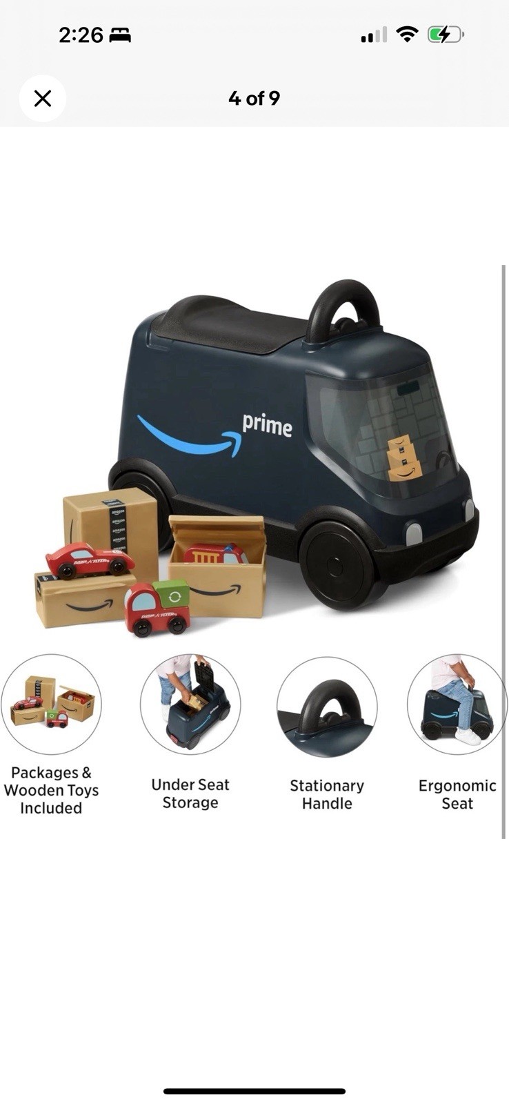 Amazon Delivery Van Ride on Toy for Kids, Blue Toddler Ride on Toy for Ages 2+