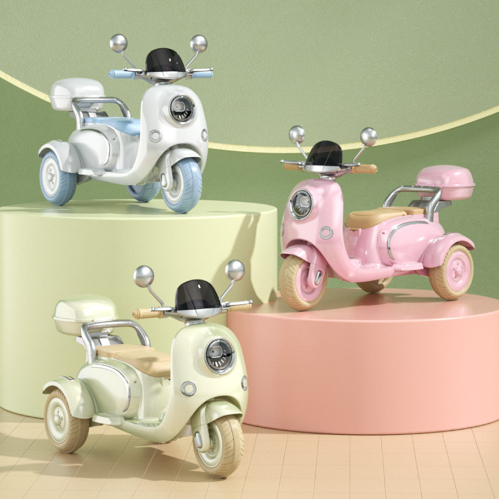 12V Kids Electric Motorcycle Ride on toy 3-Wheeler Tricycle 2 Seater with Remote