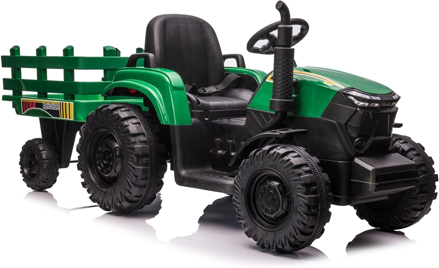 Electric Ride On Car Kids Ride On Tractor with Trailer Outdoor Farm Play Vehicle