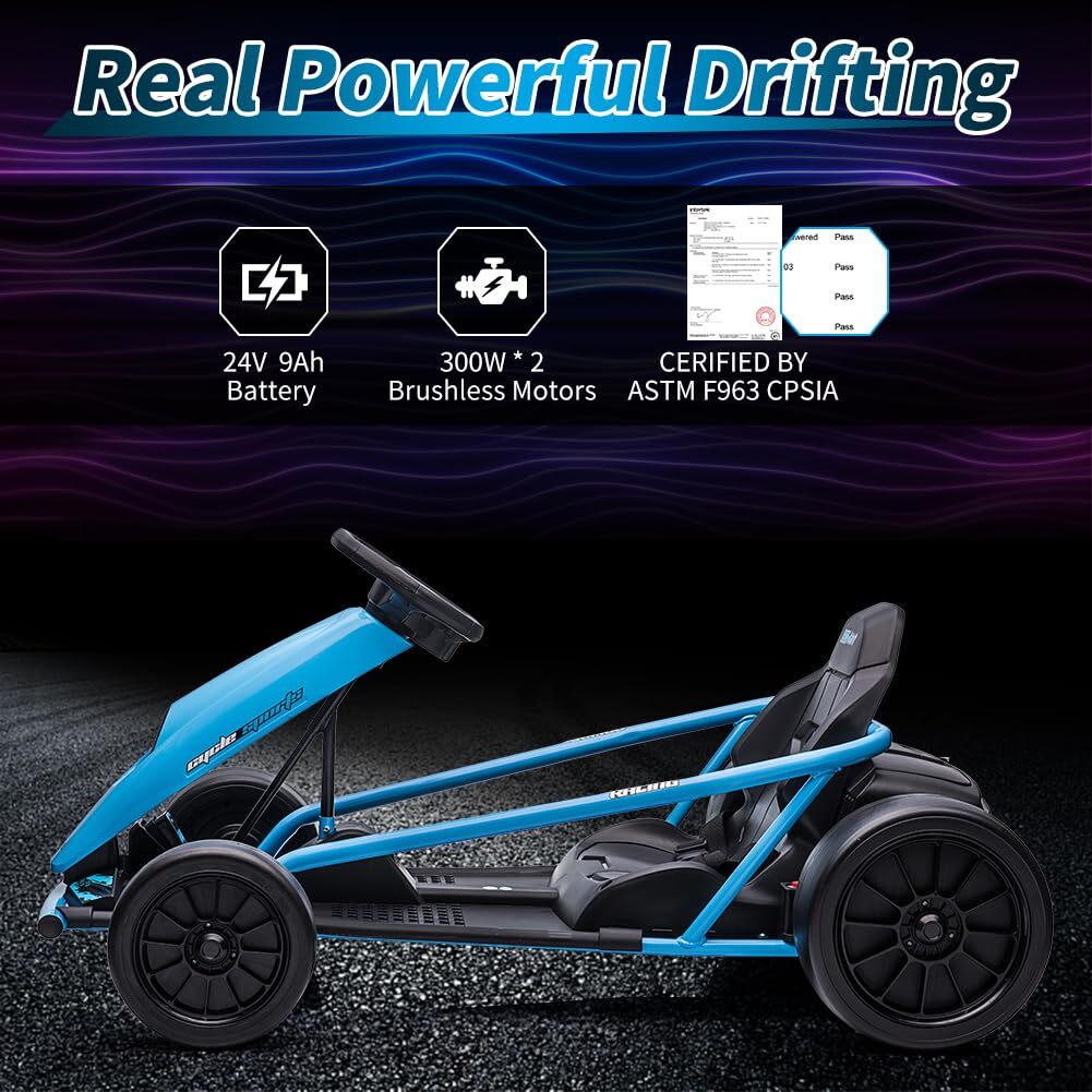 24V Electric Go Kart for Kids Ride on Go Kart Drifting Circling Car Music Gift