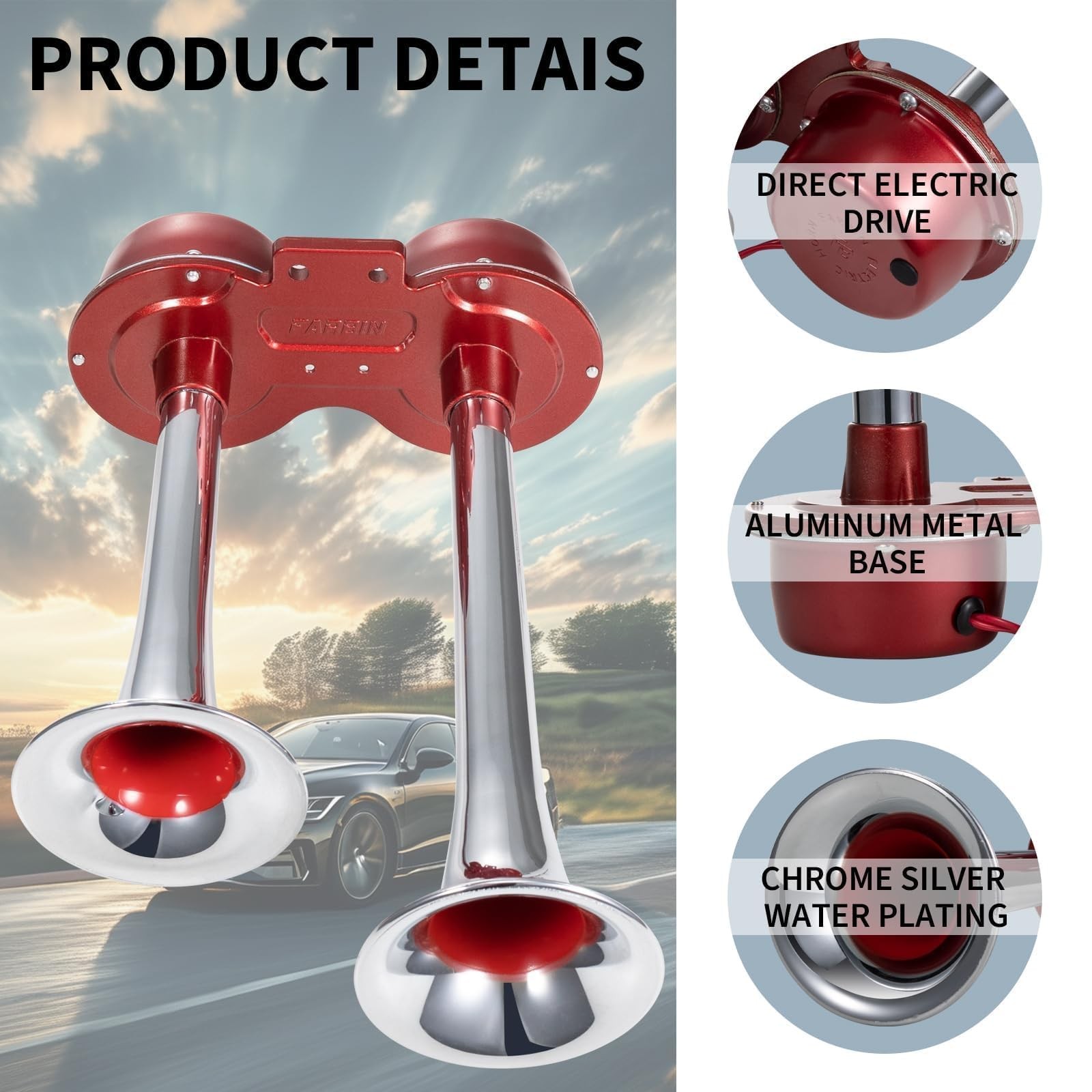 Car Horns 12V Loud Train Electric Truck Dual Chrome Motorcycle Pickup