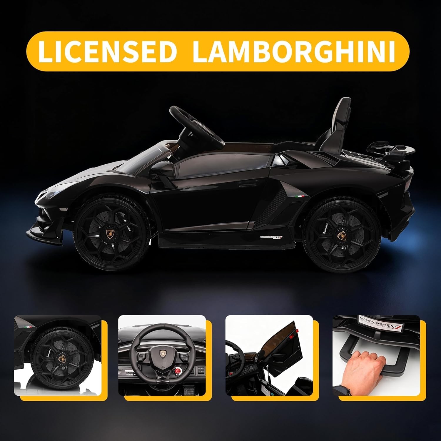 12V Lamborghini Licensed Electric Ride On Car for Kids w/ Remote,Music,LED Light