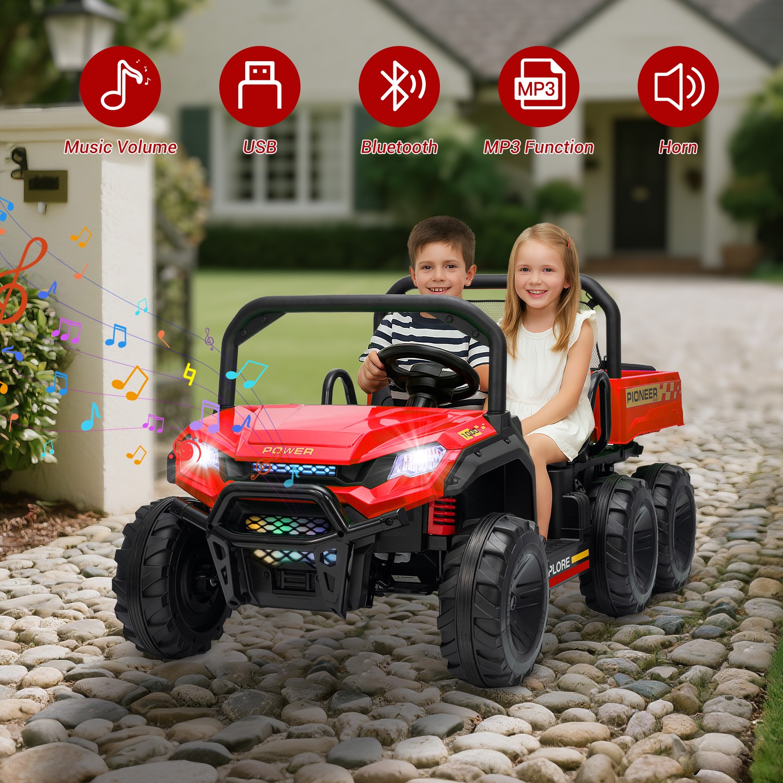 24V Kids 2 Seater Ride on Car Electric Dump Truck 4WD Off-road UTV w/Remote MP3
