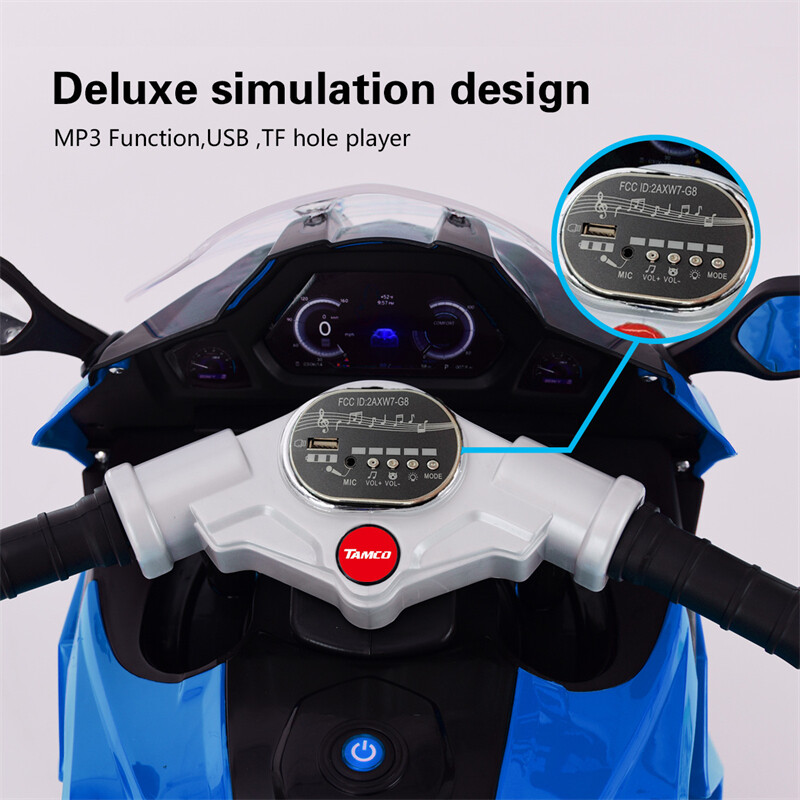 12V Electric Motorcycle Ride On Toy Rechargeable Motor Bikes 1.8-3.2MPH for 3-6