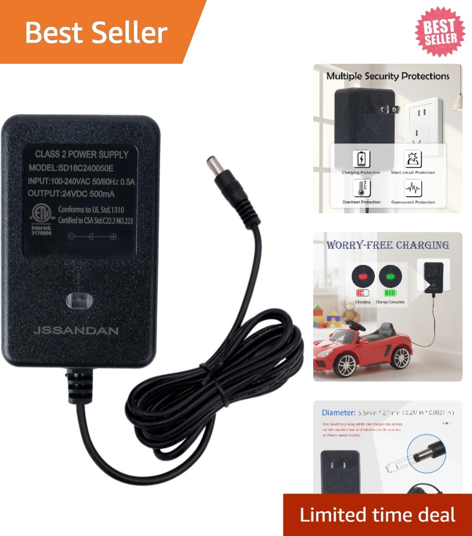 Effortless Charging: 24 Volt Kids Battery Charger for Ride-On Cars & Strollers
