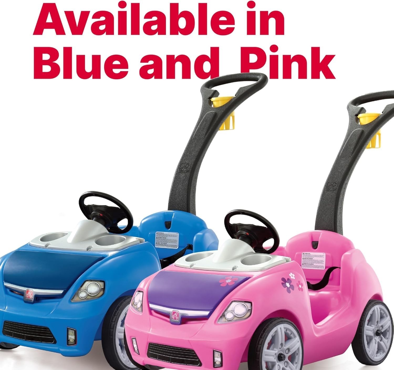 Elegant Blue Ride-On Car for Toddlers with Easy-Fold Handle & Under-Hood Storage