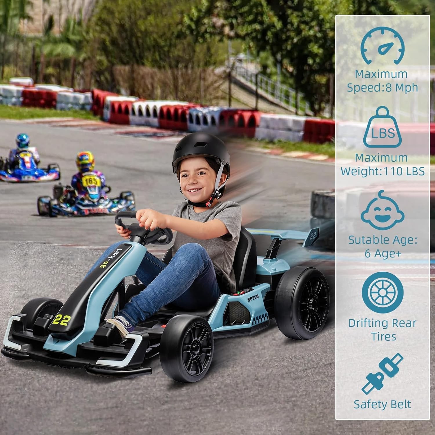 Go Kart for Kids 4 Wheels Pedal Ride On Toy Ages 6-12 Seat 110 lbs Load