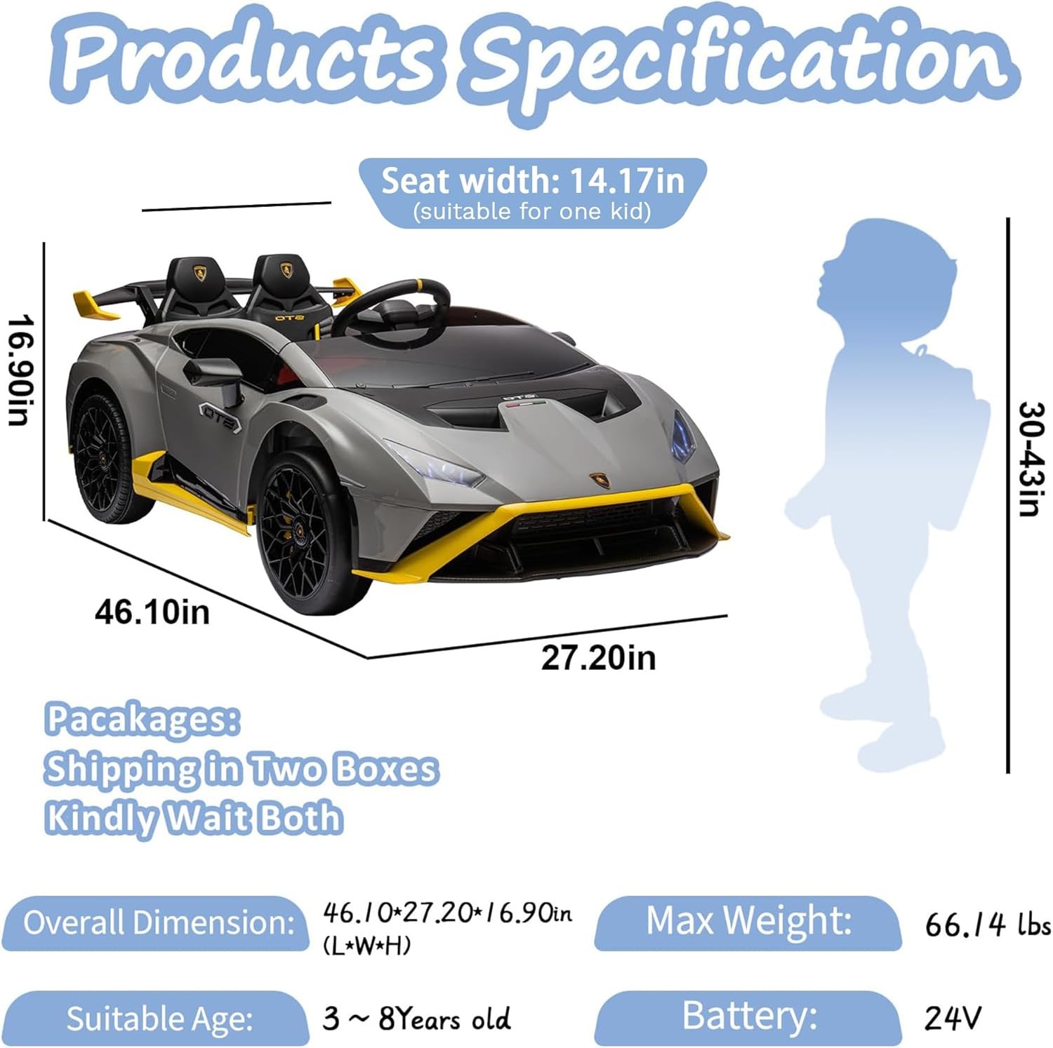 24V Licensed Lamborghini Kids Ride on Car Electric Drift Car W/Remote 360° Spin