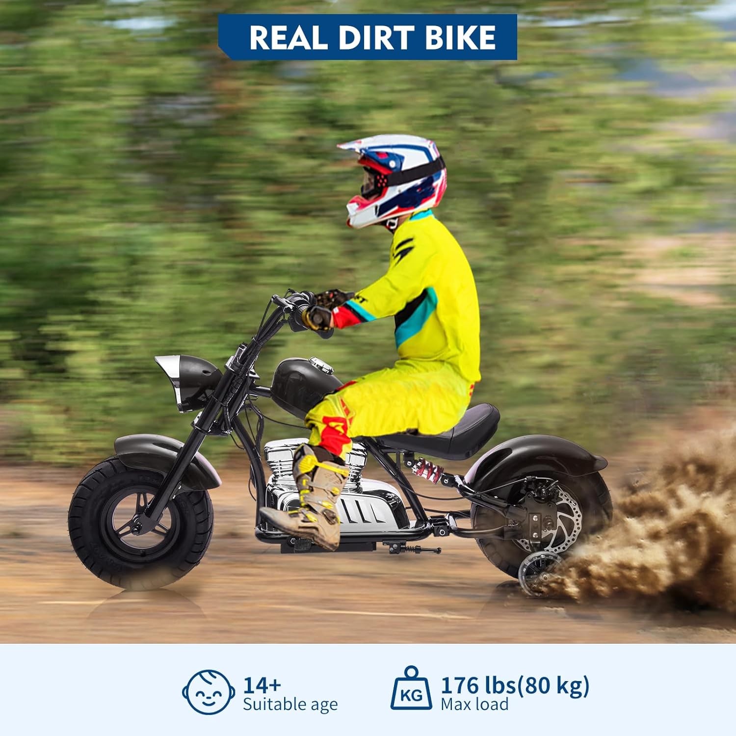 GARVEE Electric Dirt Bike for Kids 10+ 36V 9Ah Battery Pneumatic Tires Music