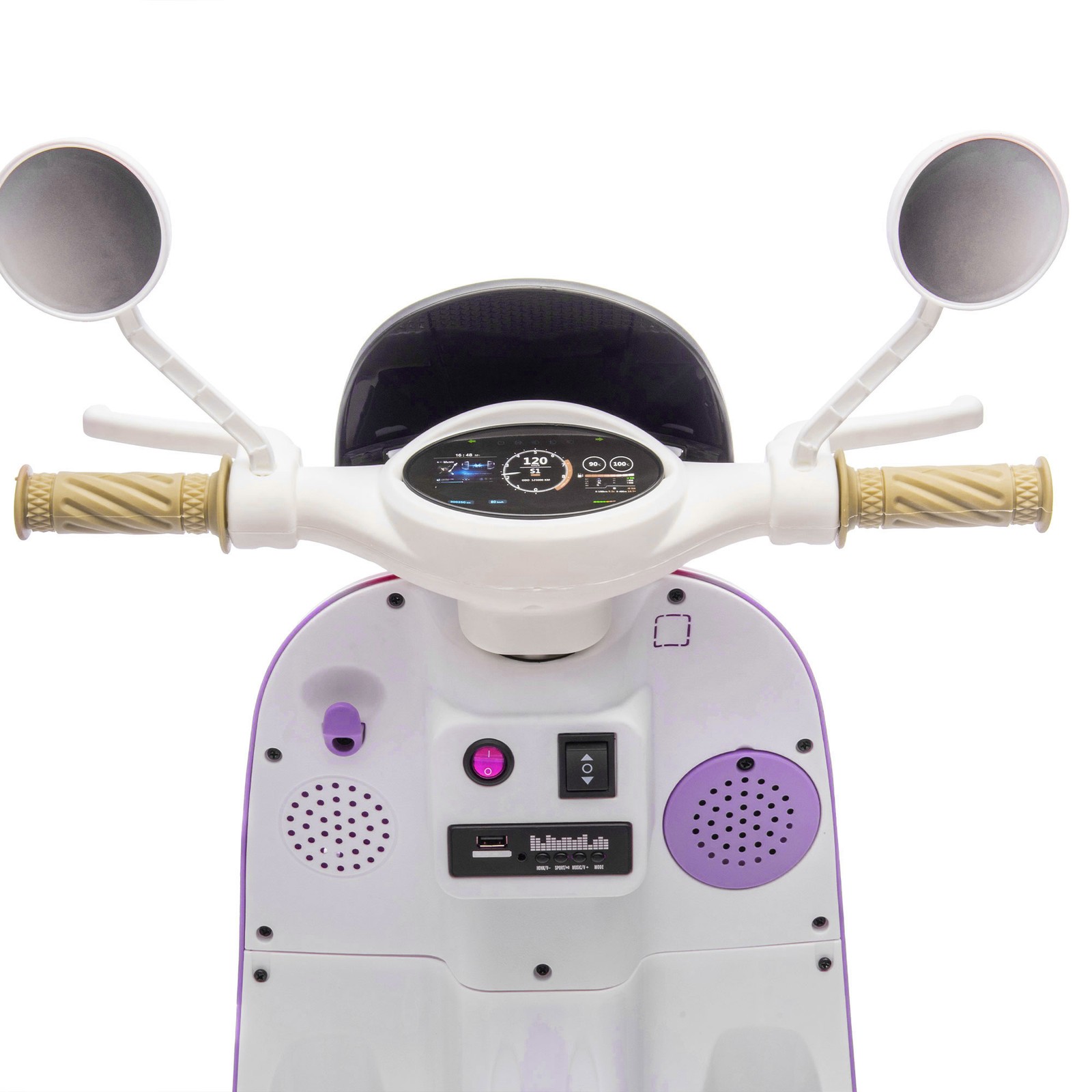 12V Two Motors Kids Ride On Level Up Two-seater 3 Wheel Toy for Kids 3-6 Purple