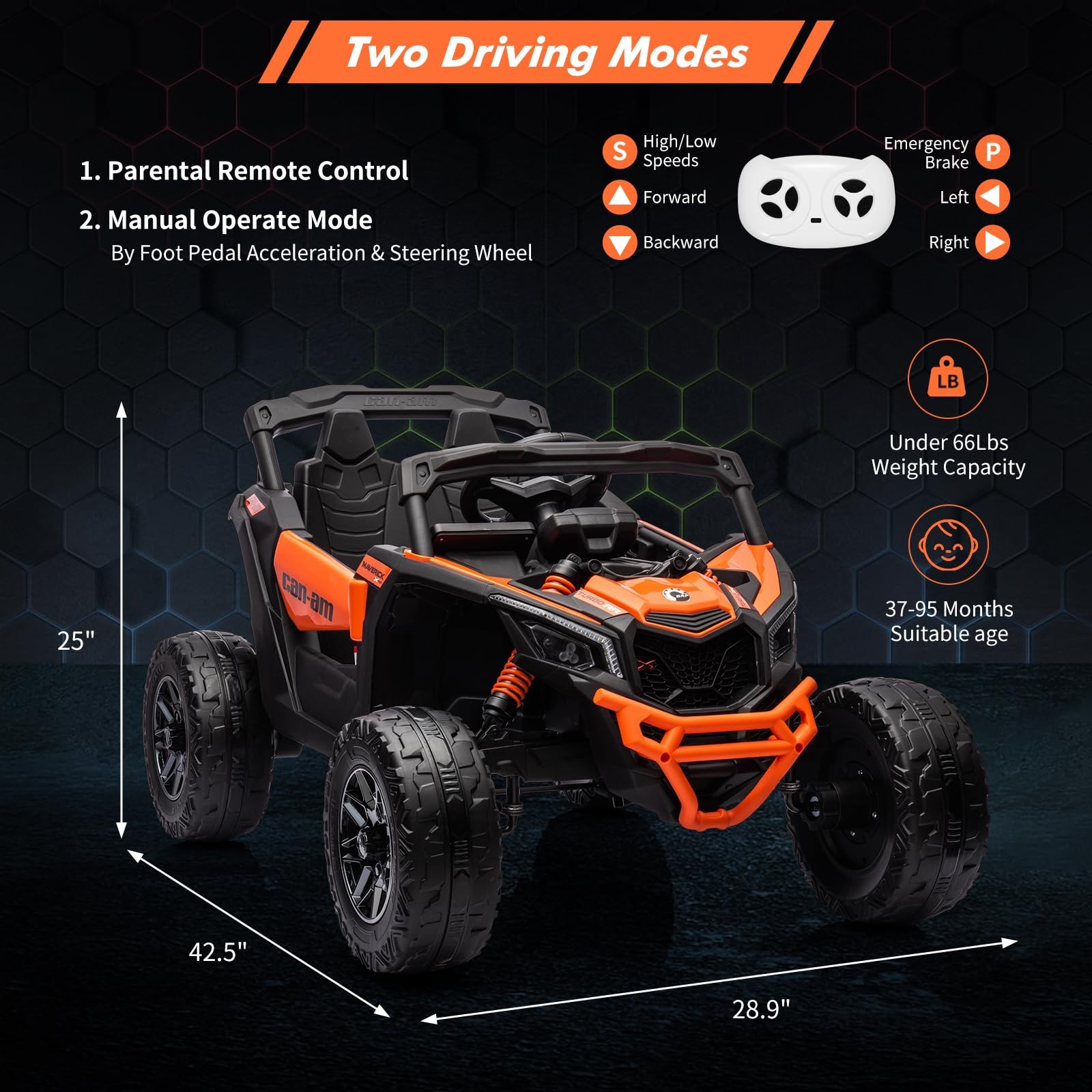 Hetoy 12V 7AH Kids Ride On Car Electric Off-Road UTV Boy Girl Gifts w/ Remote