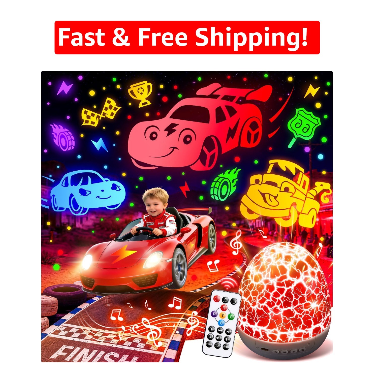 Engaging Toddler Night Light Projector with Sounds, Colors & Rotating Images