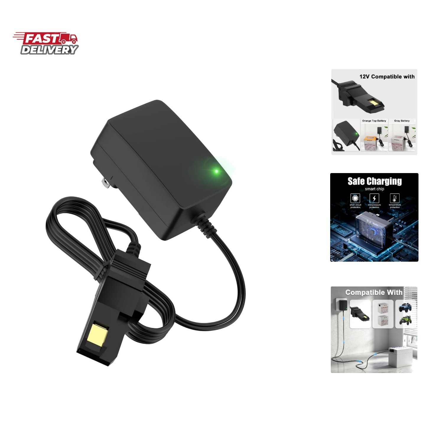 12V Charger Compatible with Power Wheels, Replacement 12 Volt Charger Compati…