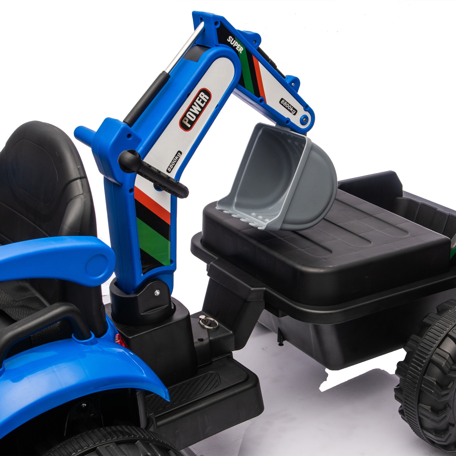 24V Kids Ride On Electric Tractor Car 4-in-1 Construction w/Parents Control Blue