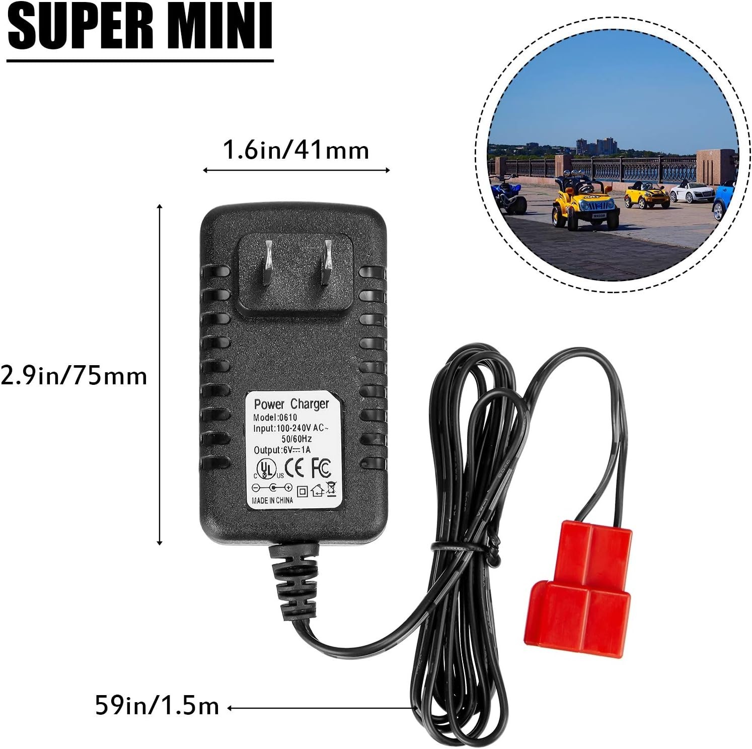 6V Charger for Kids Ride-On Cars with Indicator Light & Safety Features