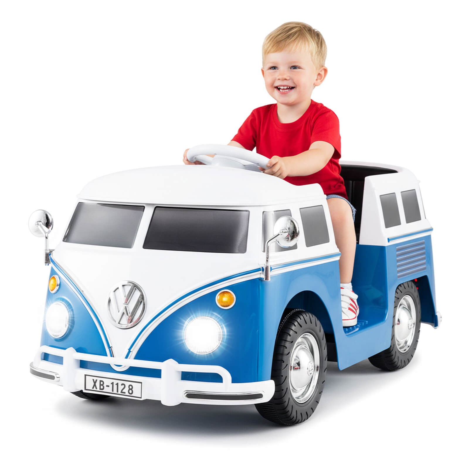 Licensed Volkswagen Ride-on Bus with Cup Holder, LED Headlights, Music & Horn