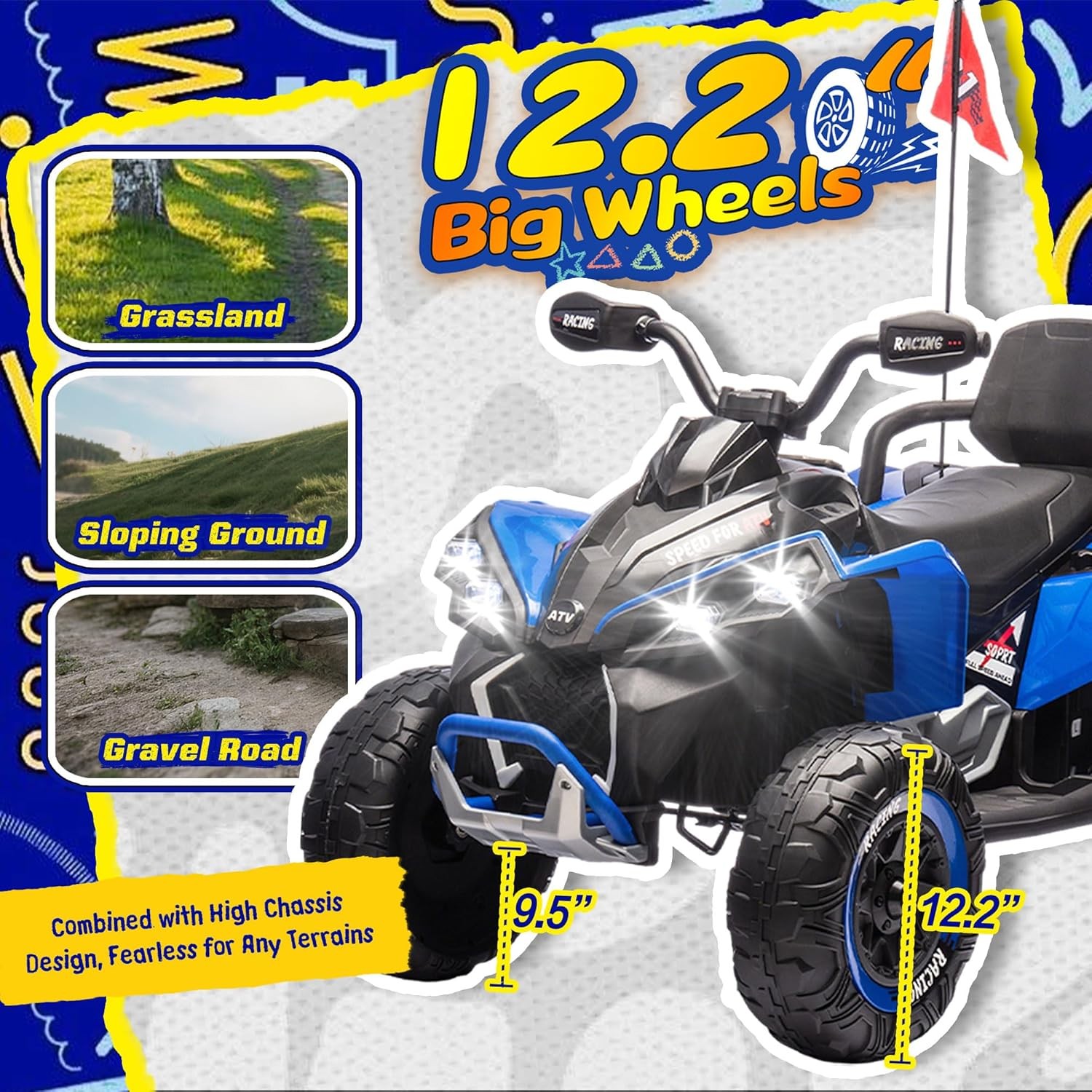 24V Ride on Car Electric Off-road ATV Battery Power Quad Car for Kids Age 3-12