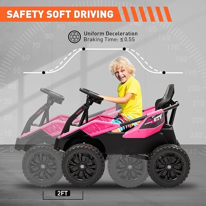 24V Ride On Toy for Big Kids 4x200W Electric Go Kart Safety First Battery-Powere