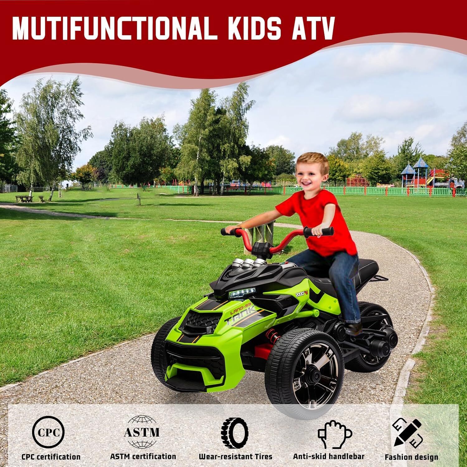12V Kids Ride On ATV Electric Car Toy Battery Powered Toddler 3-Wheeler Gift