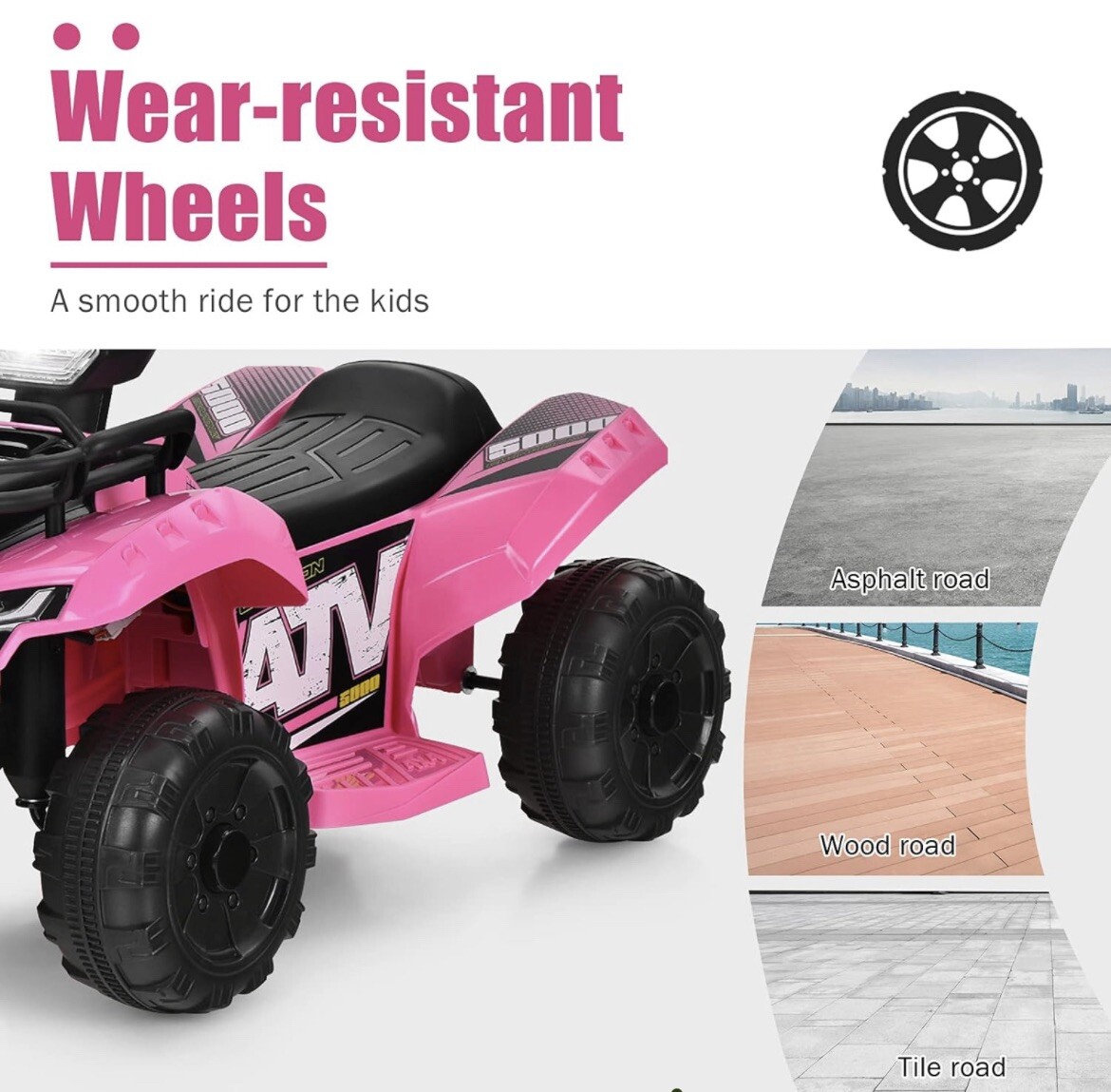 Pink Electric Kids ATV – Ride-On Car with LED Lights & MP3 Player