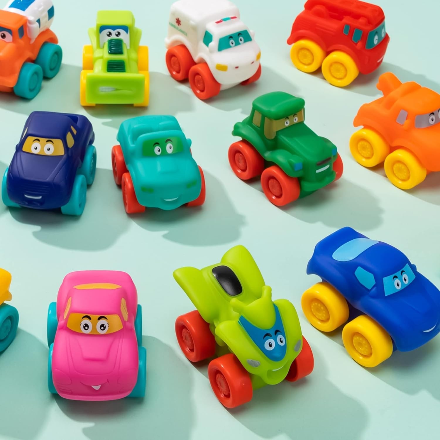 Soft Rubber Cartoon Toy Car Set – Bath Toy for Toddlers, Christmas Gift