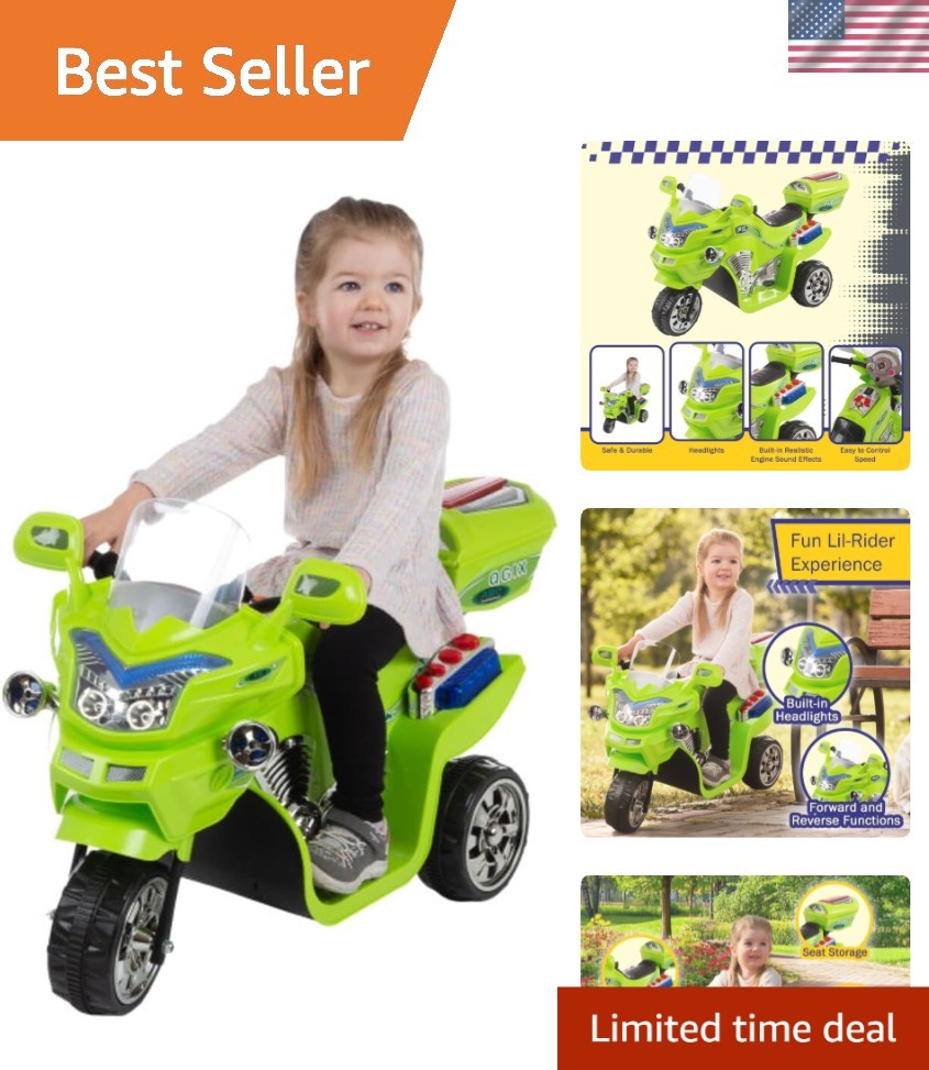 Kids Motorcycle Toy – 6V Battery Powered 3-Wheel Electric Motorcycle for Kids…