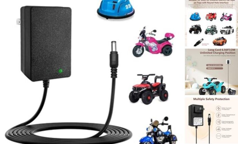 6V Battery Charger for Kids Ride On Cars Bumper Cars – Universal 6V Charger