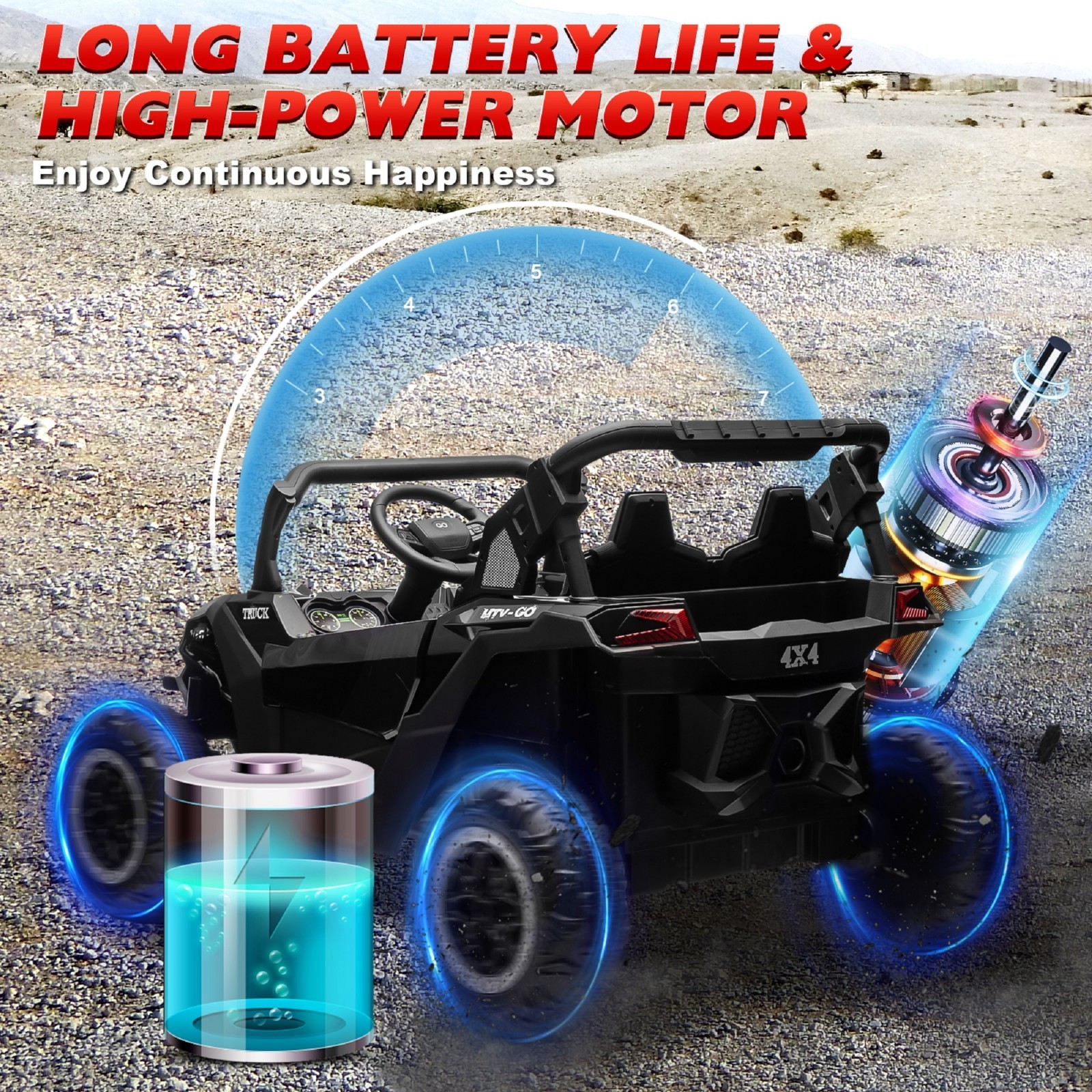 24V Kids Ride On UTV Green, 2 Seater Battery Powered Ride On Car