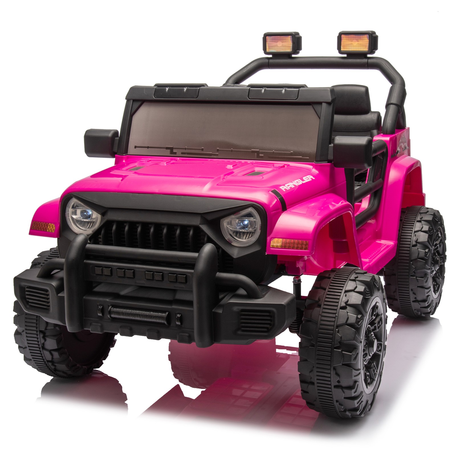 12V Kids Ride On Car Dual Drive 4 wheel With Bluetooth USB for Kids 2-4 Pink